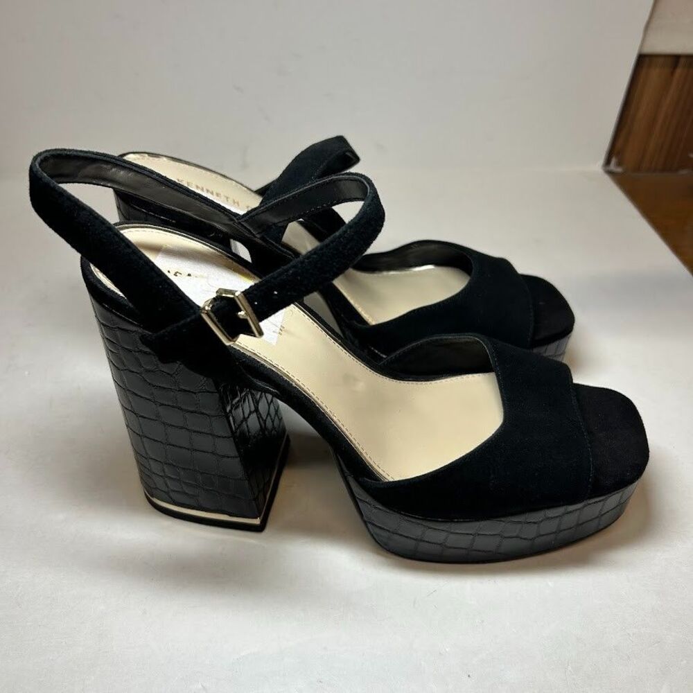 Kenneth Cole Womens 11 M Black Dolly Platform High Heel Sandals Display GM1 - Picture 2 of 5